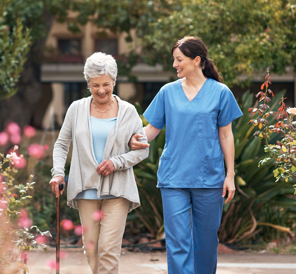 Nurse and Women Walking At Bridgewater Park